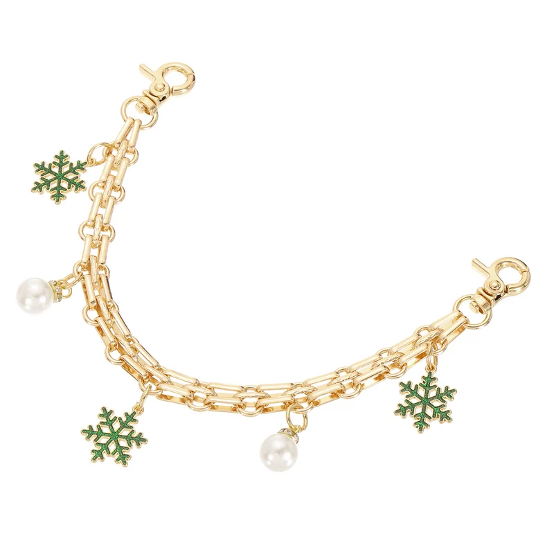 1Pcs 10" Snowflake Pearl Pendant Handbag Chain Strap, Green
