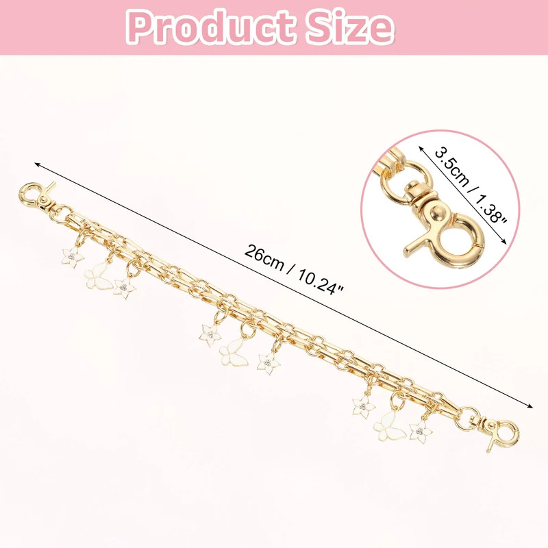 1Pcs 10" Flowers Butterfly Pendant Handbag Chain Strap, White