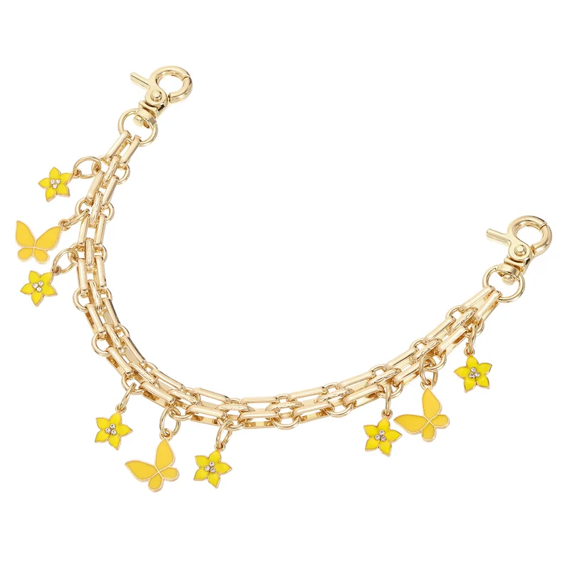 1Pcs 10" Flowers Butterfly Pendant Handbag Chain Strap, Yellow