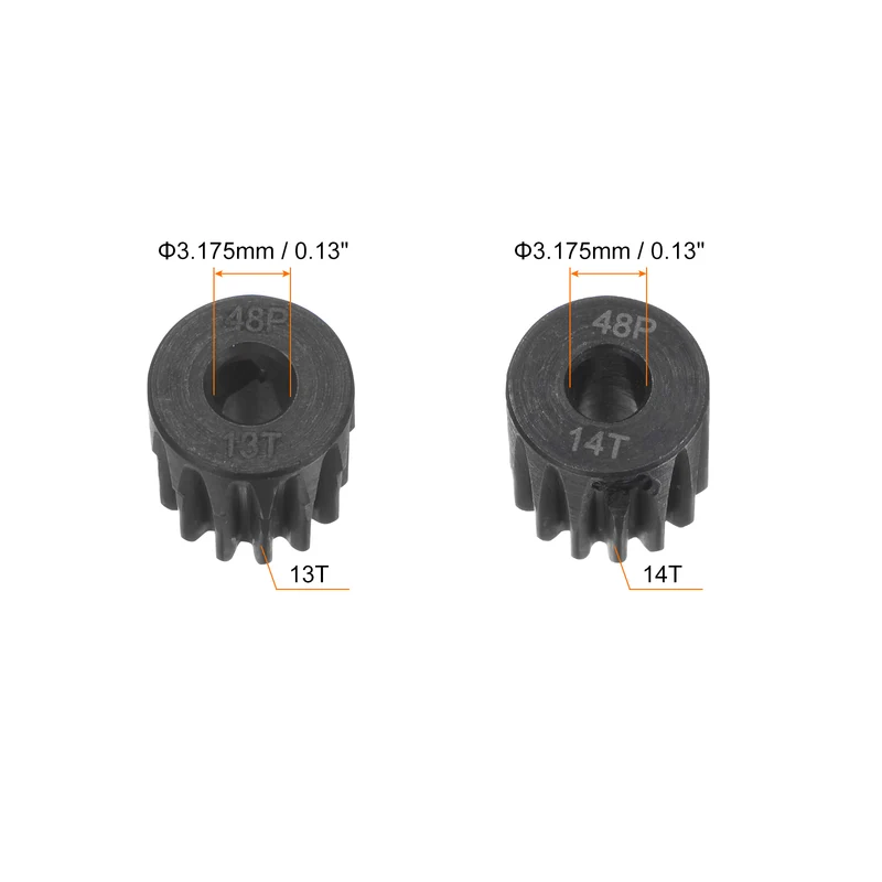 48P Hardened Pinion Motor Gear Set 13T 14T 1/8 inch RC Motor Shaft
