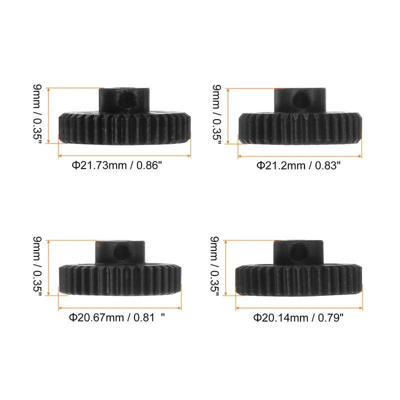 48P Hardened Pinion Motor Gear Set 4pcs 36T 37T 38T 39T Fit 1/8 inch RC Motor Shaft 48 Pitch Gears for RC Car, with Hex Key