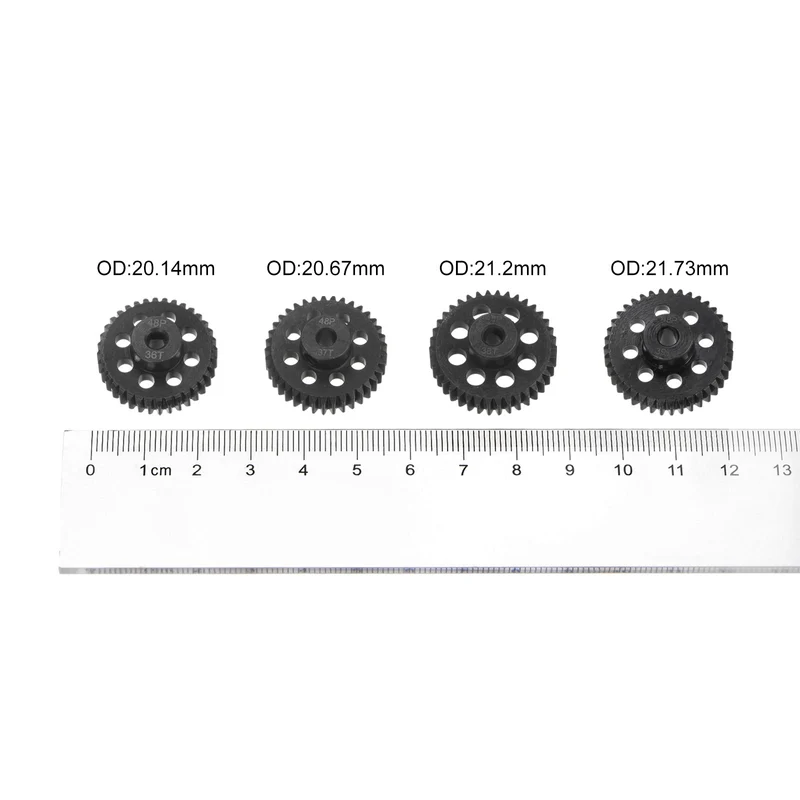 48P Hardened Pinion Motor Gear Set 4pcs 36T 37T 38T 39T Fit 1/8 inch RC Motor Shaft 48 Pitch Gears for RC Car, with Hex Key