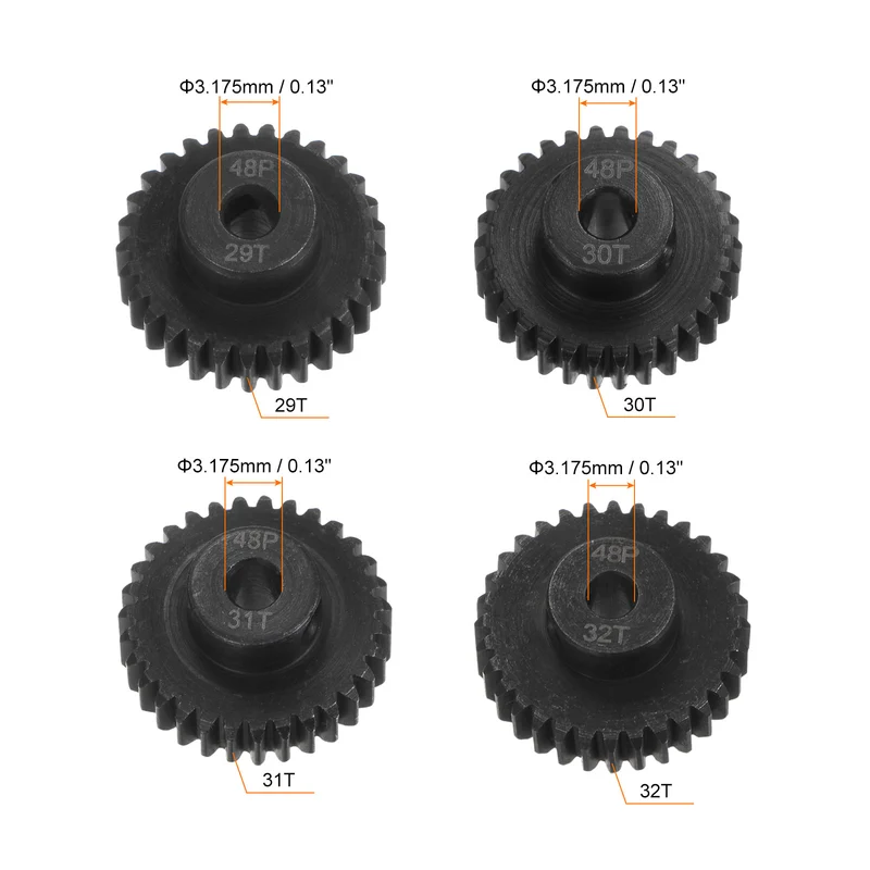 48P Hardened Pinion Motor Gear Set 29T 30T 31T 32T 1/8 Inch RC Motor Shaft