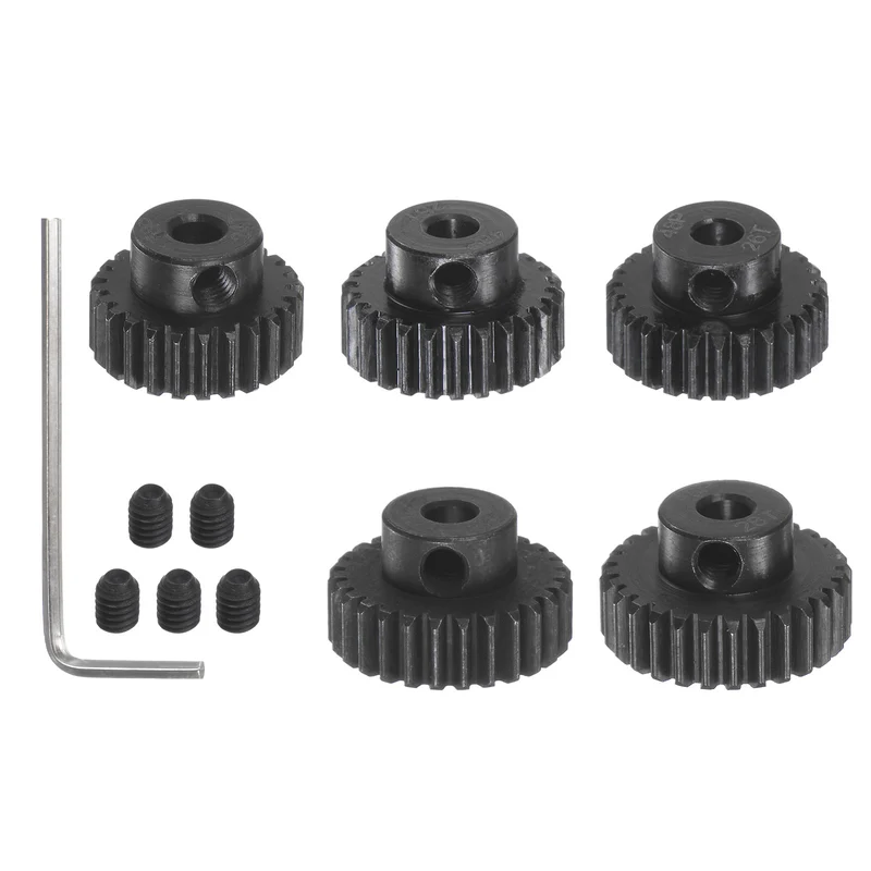 48P Hardened Pinion Motor Gear Set 24T 25T 26T 27T 28T 1/8 Inch RC Motor Shaft