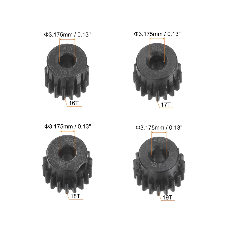 48P Hardened Pinion Motor Gear Set 16T 17T 18T 19T 1/8 Inch RC Motor Shaft
