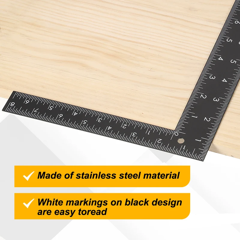 2Pcs 24" High Precision 90 Degree Stainless Steel Woodworking Square, Black
