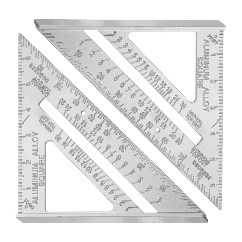 2Pcs 7" Speed Ruler Layout Tool Aluminum Alloy Triangular Carpenter Square