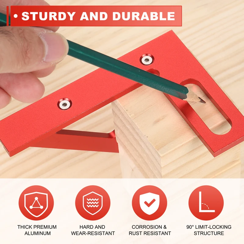Metric 3D Measuring Ruler Kit Woodworking Square Protractor with Screw, Blue