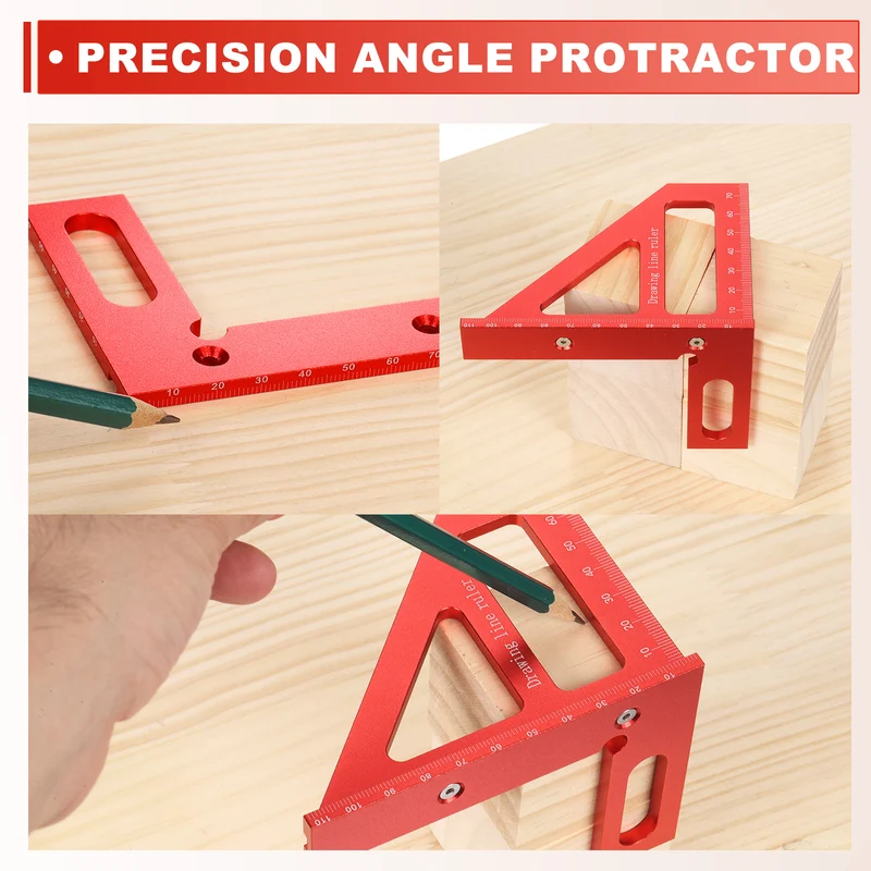 Metric 3D Measuring Ruler Kit Woodworking Square Protractor with Screw, Blue