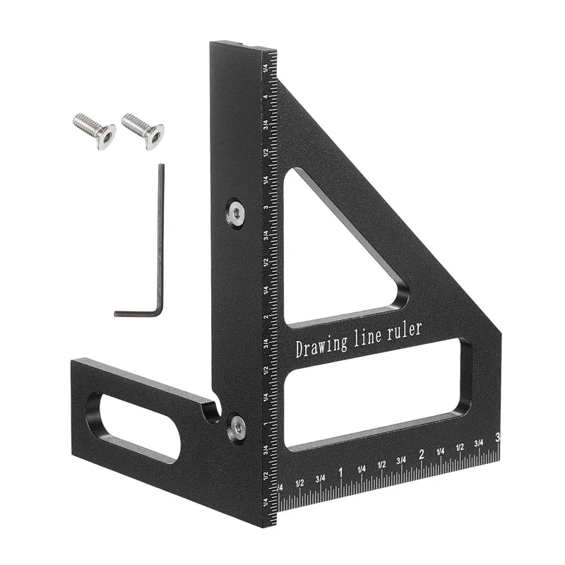 Imperial 3D Measuring Ruler Kit Woodworking Square Protractor with Screw, Black