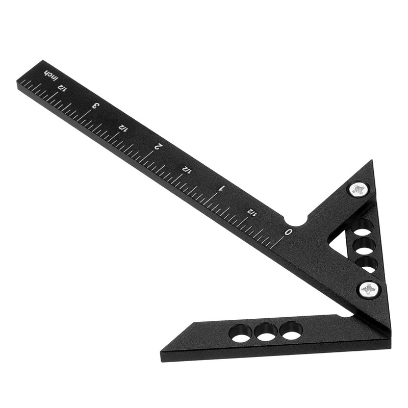 Imperial 3D Measuring Ruler Woodworking Square Protractor, Black