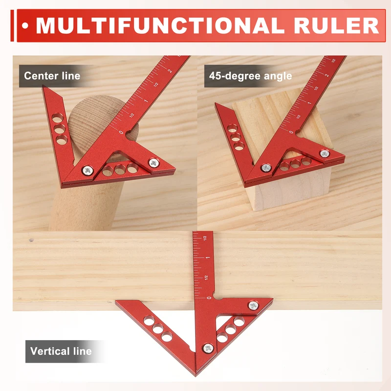 Imperial 3D Measuring Ruler Woodworking Square Protractor, Black