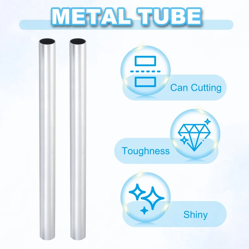 2 Pcs 6063 Aluminum Tube, 13mm OD 2mm Thickness 300mm Length Round Tubing