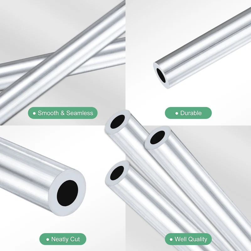 3-Pack 6063 Aluminum Round Tube, 5mmx9mm(IDxOD) 250mm Length Straight Tubing