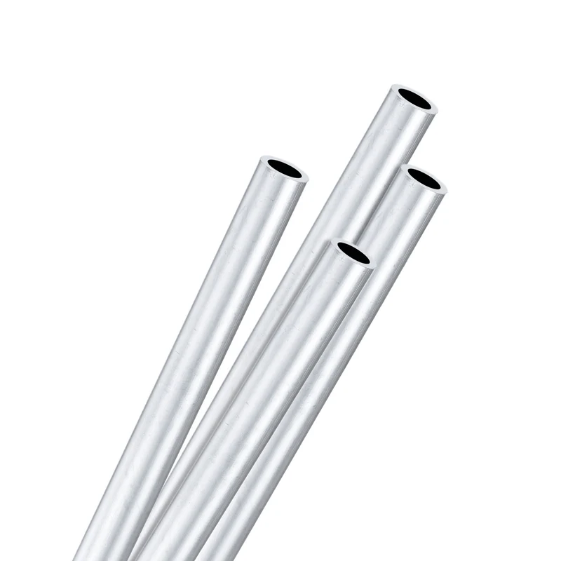 4-Pack 6063 Aluminum Round Tube, 5mmx7mm(IDxOD) 250mm Length Straight Tubing