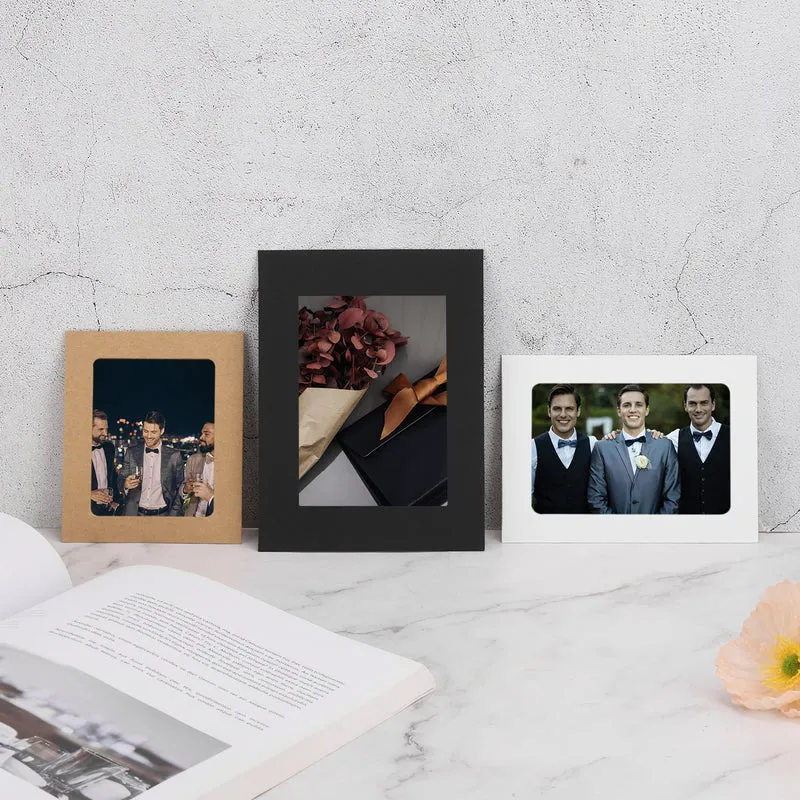 10PCS 9 x 6 Inch Paper Photo Frames with Clips & Strings, White