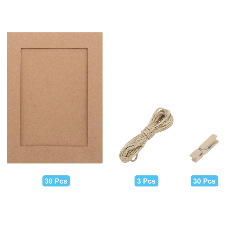 10PCS 7 x 5 Inch Paper Photo Frames with Clips & Strings, Brown