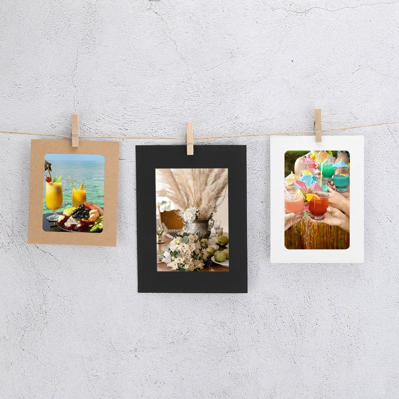 10PCS 7 x 5 Inch Paper Photo Frames with Clips & Strings, Brown
