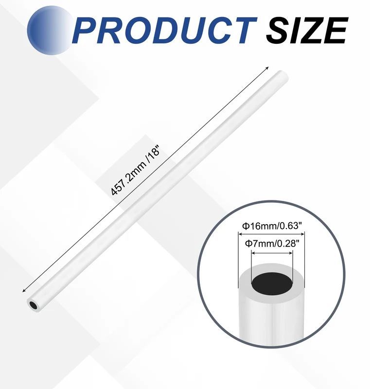 6063 Aluminum Tubing Round Tube 16mm ODx7mm ID Metal Straight Pipe Silver