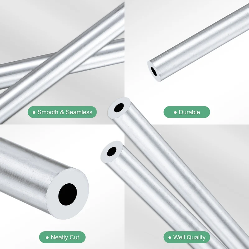 2-Pack 6063 Aluminum Round Tube, 3mmx7mm(IDxOD) 250mm Length Straight Tubing