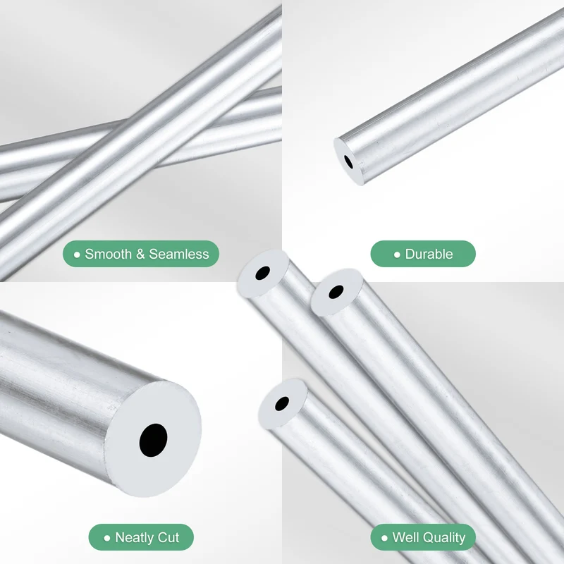 3-Pack 6063 Aluminum Round Tube, 2mmx7mm(IDxOD) 250mm Length Straight Tubing