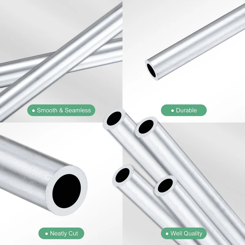 4-Pack 6063 Aluminum Round Tube, 4mmx6mm(IDxOD) 250mm Length Straight Tubing