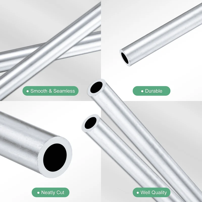 2-Pack 6063 Aluminum Round Tube, 4mmx6mm(IDxOD) 250mm Length Straight Tubing