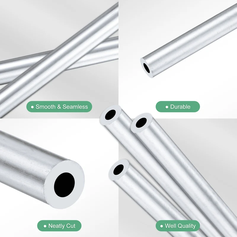 3-Pack 6063 Aluminum Round Tube, 3mmx6mm(IDxOD) 250mm Length Straight Tubing