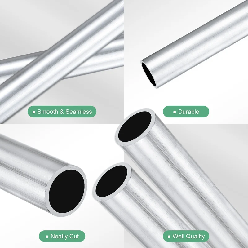 2-Pack 6063 Aluminum Round Tube, 15mmx18mm(IDxOD) 400mm Length Straight Tubing
