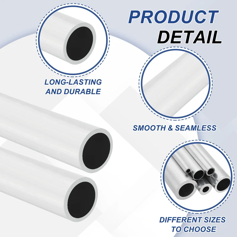 6063 Aluminum Tubing Round Tube 38mm OD x 34mm ID 13" Metal Straight Pipe Silver
