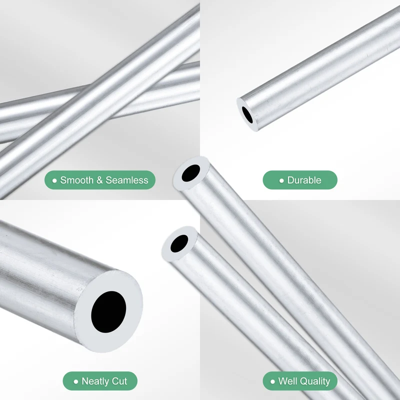 2-Pack 6063 Aluminum Round Tube, 3mmx6mm(IDxOD) 250mm Length Straight Tubing