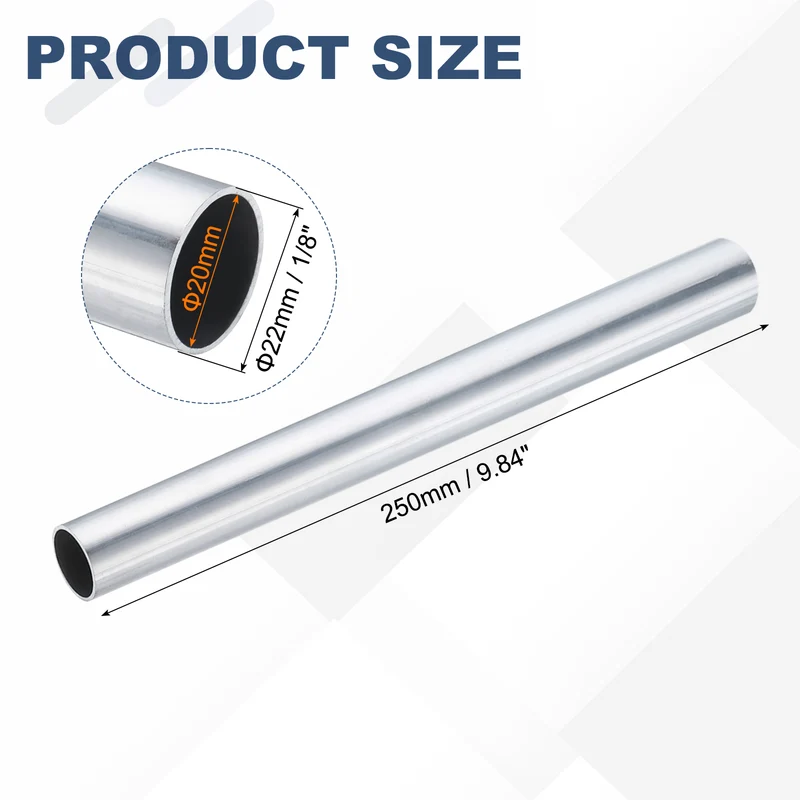 6063 Aluminum Tubing 1/8" (22mm) OD x 13/16" (20mm) ID x 10" Length 1mm Thick