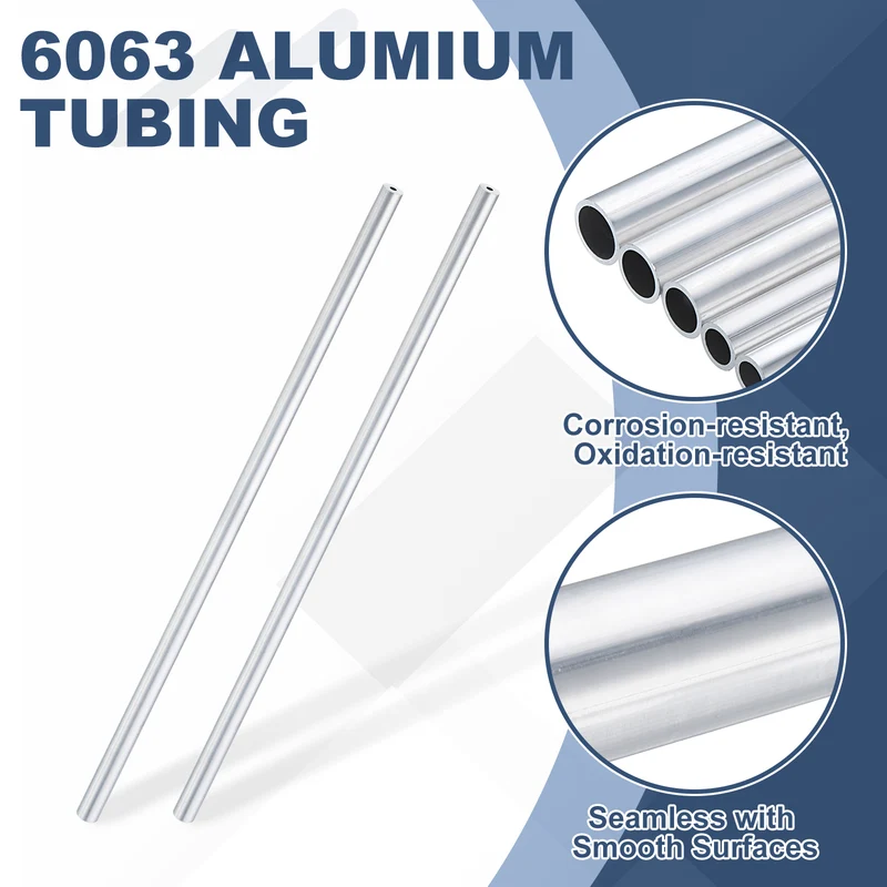 6063 Aluminum Tubing 5/16" (8mm) OD x 1/16" (2mm) ID x 12" Length 3mm Thick