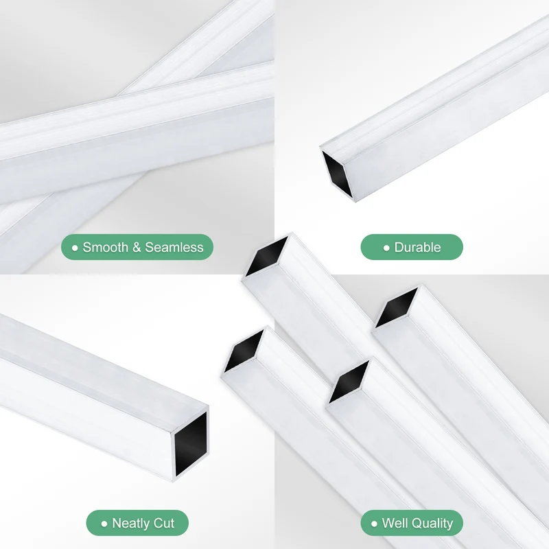 4Pcs 250mm 6063 Aluminum Square Tube, 6x6x1mm Straight Pipe Tubing for Frame