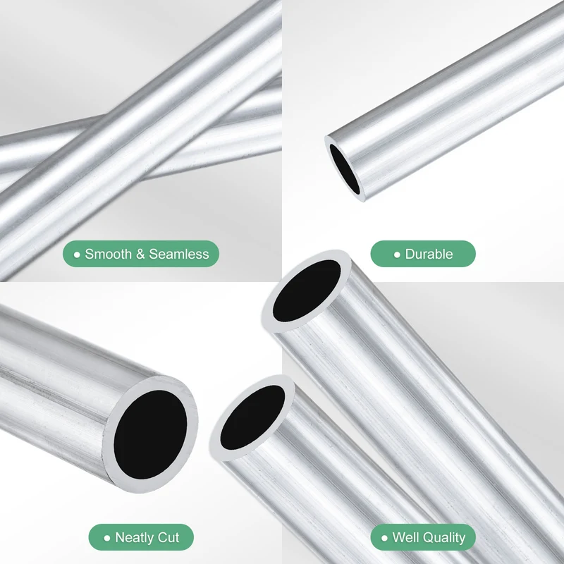 2-Pack 6063 Aluminum Round Tube, 12mmx16mm(IDxOD) 400mm Length Straight Tubing