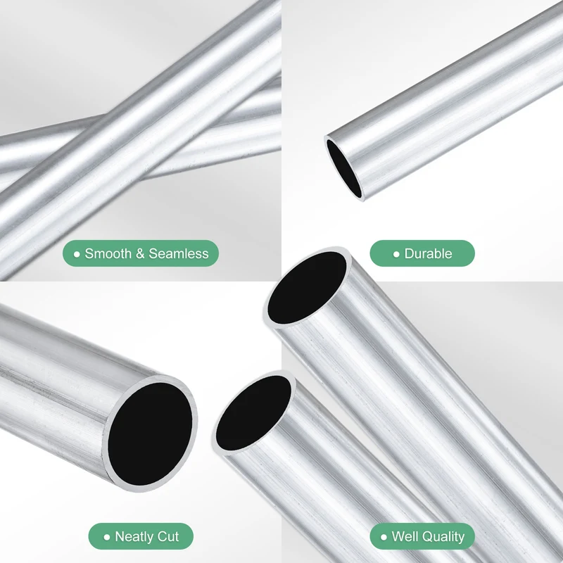 2-Pack 6063 Aluminum Round Tube, 13mmx15mm(IDxOD) 400mm Length Straight Tubing