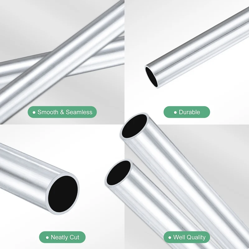 2-Pack 6063 Aluminum Round Tube, 12mmx14mm(IDxOD) 400mm Length Straight Tubing