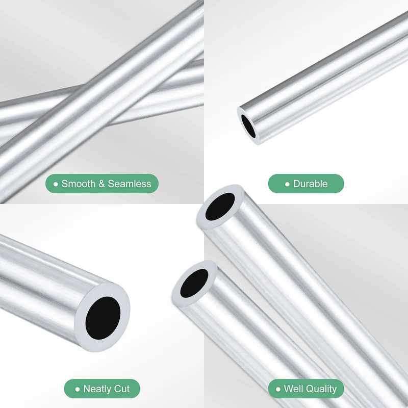 2-Pack 6063 Aluminum Round Tube, 8mmx13mm(IDxOD) 400mm Length Straight Tubing