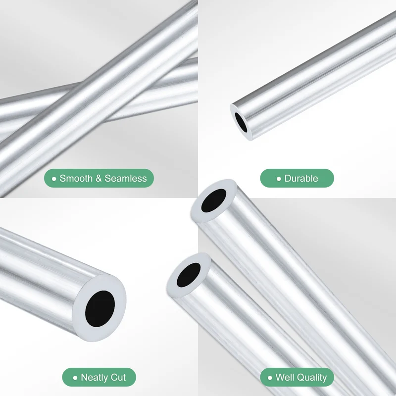 2-Pack 6063 Aluminum Round Tube, 7mmx13mm(IDxOD) 400mm Length Straight Tubing