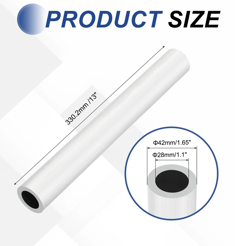 6063 Aluminum Tubing Round Tube 42mm ODx28mm ID 13"Metal Straight Pipe Silver