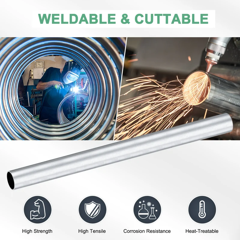 2-Pack 6063 Aluminum Round Tube, 18mmx20mm(IDxOD) 250mm Length Straight Tubing