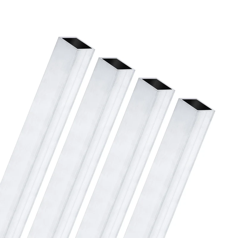 4Pcs 200mm 6063 Aluminum Square Tube, 6x6x1mm Straight Pipe Tubing for Frame