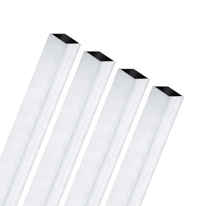 4Pcs 200mm 6063 Aluminum Square Tube, 10x10x1mm Straight Pipe Tubing for Frame