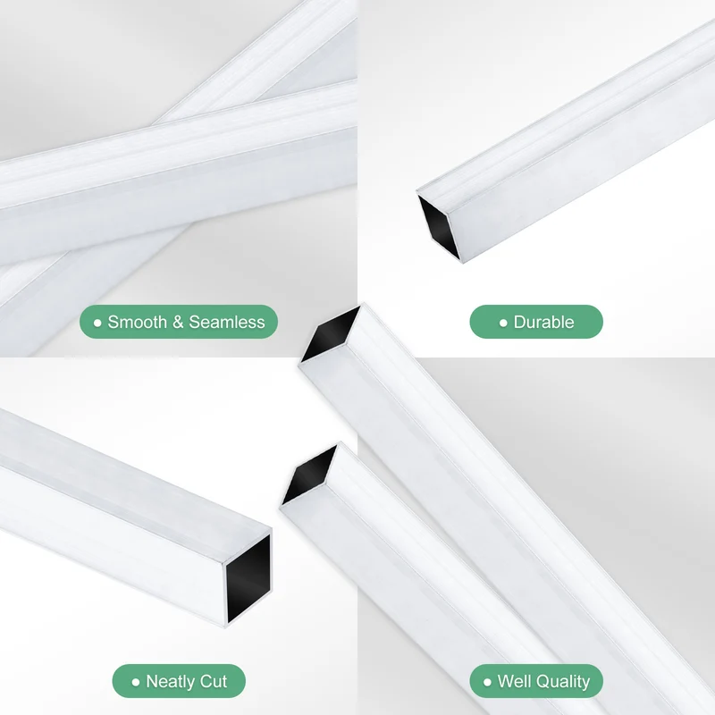 2Pcs 200mm 6063 Aluminum Square Tube, 10x10x1mm Straight Pipe Tubing for Frame
