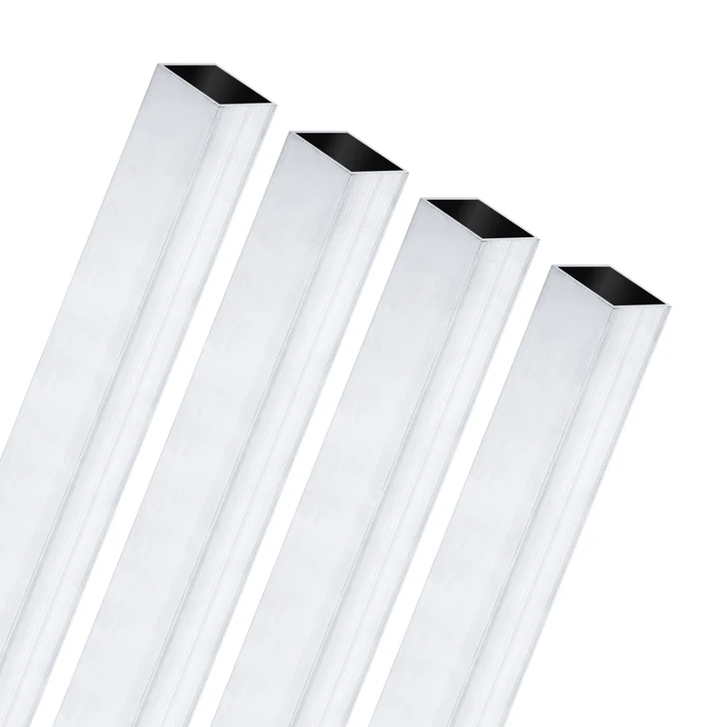 4Pcs 200mm 6063 Aluminum Square Tube, 12x12x1mm Straight Pipe Tubing for Frame