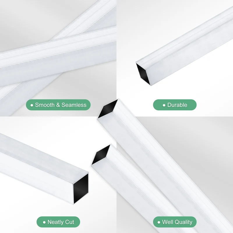 2Pcs 200mm 6063 Aluminum Square Tube, 12x12x1mm Straight Pipe Tubing for Frame