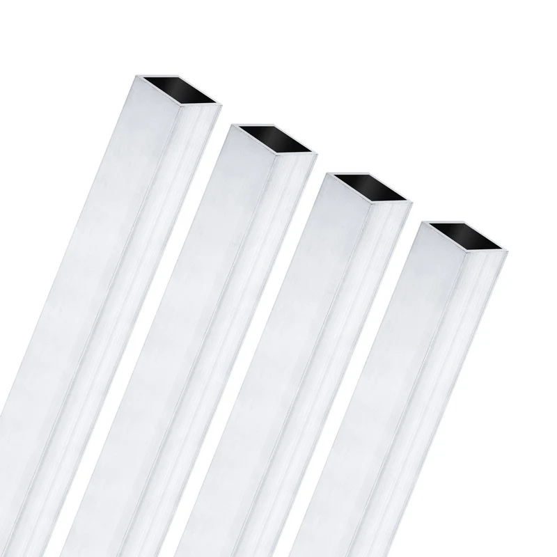 4Pcs 200mm 6063 Aluminum Square Tube, 8x8x1mm Straight Pipe Tubing for Frame