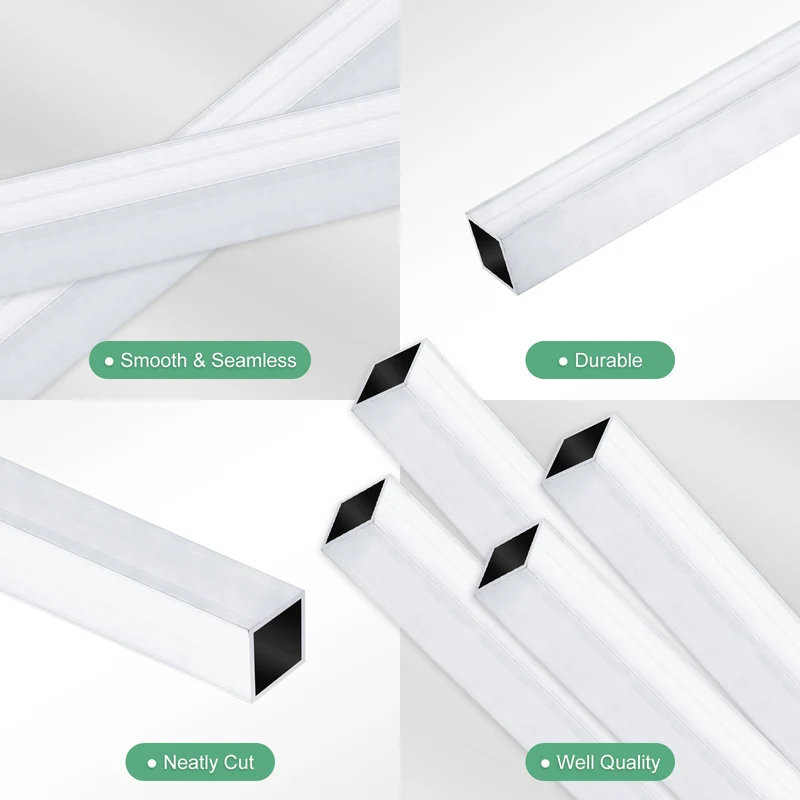 4Pcs 200mm 6063 Aluminum Square Tube, 8x8x1mm Straight Pipe Tubing for Frame