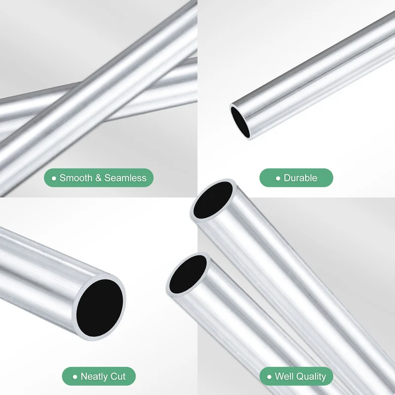 2-Pack 6063 Aluminum Round Tube, 11mmx13mm(IDxOD) 400mm Length Straight Tubing