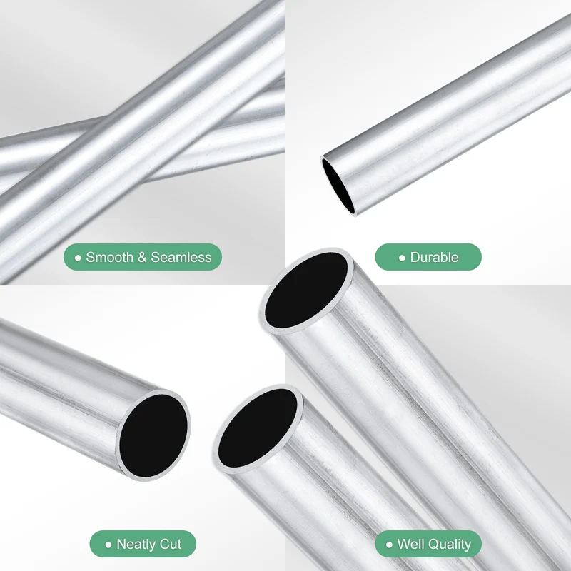 2-Pack 6063 Aluminum Round Tube, 16mmx18mm(IDxOD) 250mm Length Straight Tubing